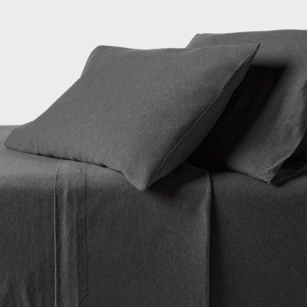 King 100% Cotton Soft Jersey Knit Sheet Set - Charcoal Gray